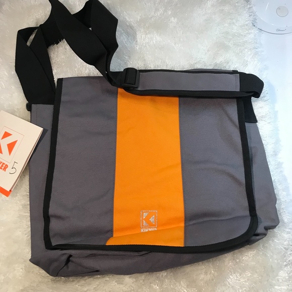 Kik'ker Messenger Bag, Grey & Orange, New w/Tags, - Picture 1 of 5